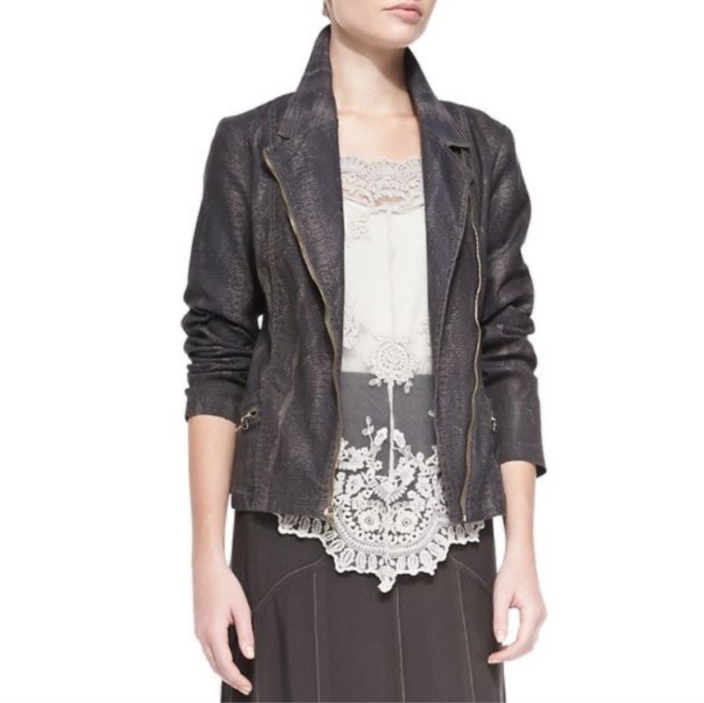 XCVI Black Faux Leather Moto Jacket